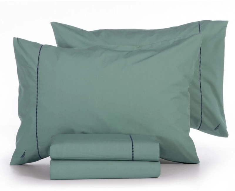 Σεντόνια Nau Wave Solid (Σετ 4τμχ) Green Nautica Διπλό 200x270cm 100% Βαμβάκι