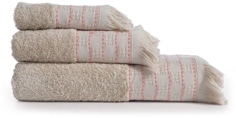Πετσέτες Quantro (Σετ 3τμχ) Beige Nef-Nef Homeware Σετ Πετσέτες 70x140cm 100% Βαμβάκι