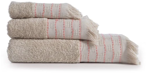 Πετσέτες Quantro (Σετ 3τμχ) Beige Nef-Nef Homeware Σετ Πετσέτες 70x140cm 100% Βαμβάκι