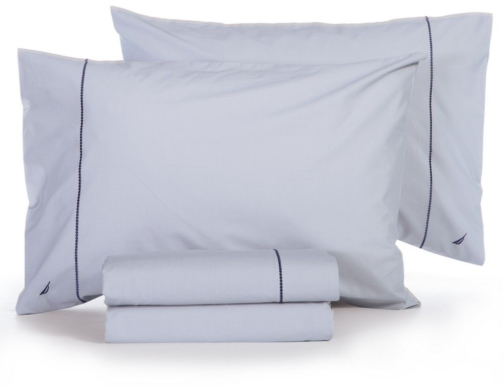 Σεντόνια Nau Wave Solid (Σετ 4τμχ) Silver Nautica Διπλό 200x270cm 100% Βαμβάκι