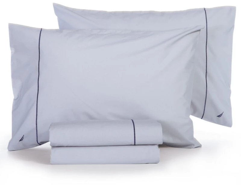 Σεντόνια Nau Wave Solid (Σετ 4τμχ) Silver Nautica Διπλό 200x270cm 100% Βαμβάκι