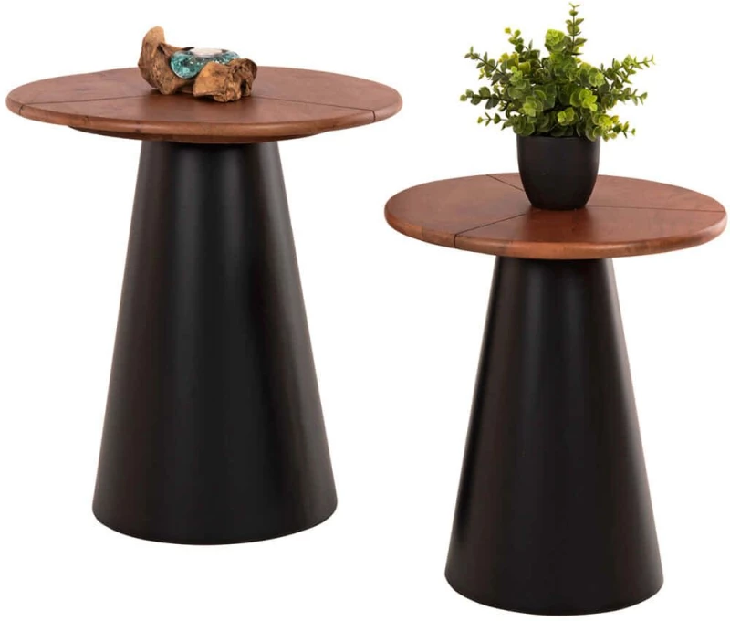 Τραπεζάκια Βοηθητικά Sunni (Σετ 2Τμχ) HM9669 Φ48,5/39,5cm Walnut-Black