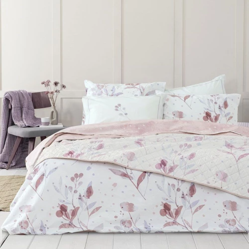 Κουβερλί Caprice White-Pink Nima Υπέρδιπλo 220x240cm Microfiber