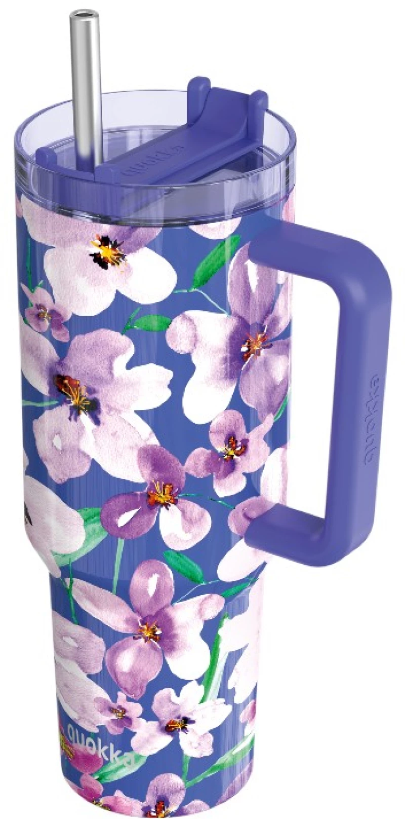 Quokka Stream - Stainless Steel Thermal Mug 1200 ml with Straw (Flower Dusk)