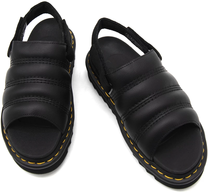 DR.MARTENS ATHENA BRANDO LEATHER FLAT SANDALS UNISEX DR.MARTENS ΜΑΥΡΟ (41358001)