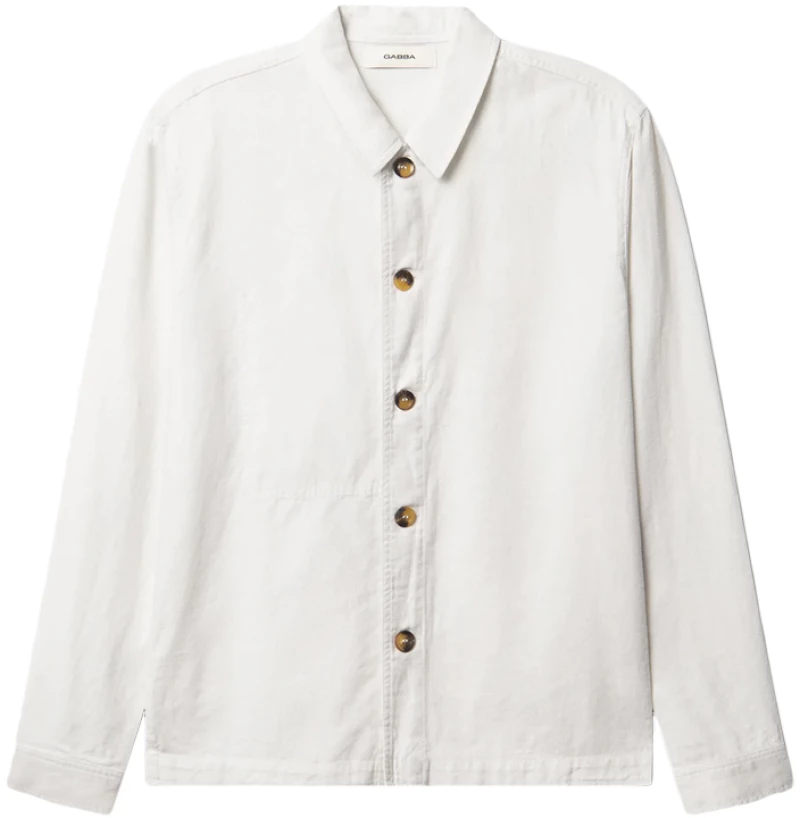 GABBA PETER LINEN LONGSLEEVE SHIRT MEN GABBA ΛΕΥΚΟ (11421-0003)