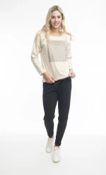 Μπλούζα Γυναικεία Oversize Orientique με Παγιέτες Taupe