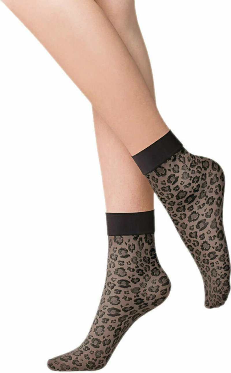 Gabriella - Caty 20 Den Black - Σοσόνι με Σχέδιο Λεοπάρ - Μαύρο - One Size