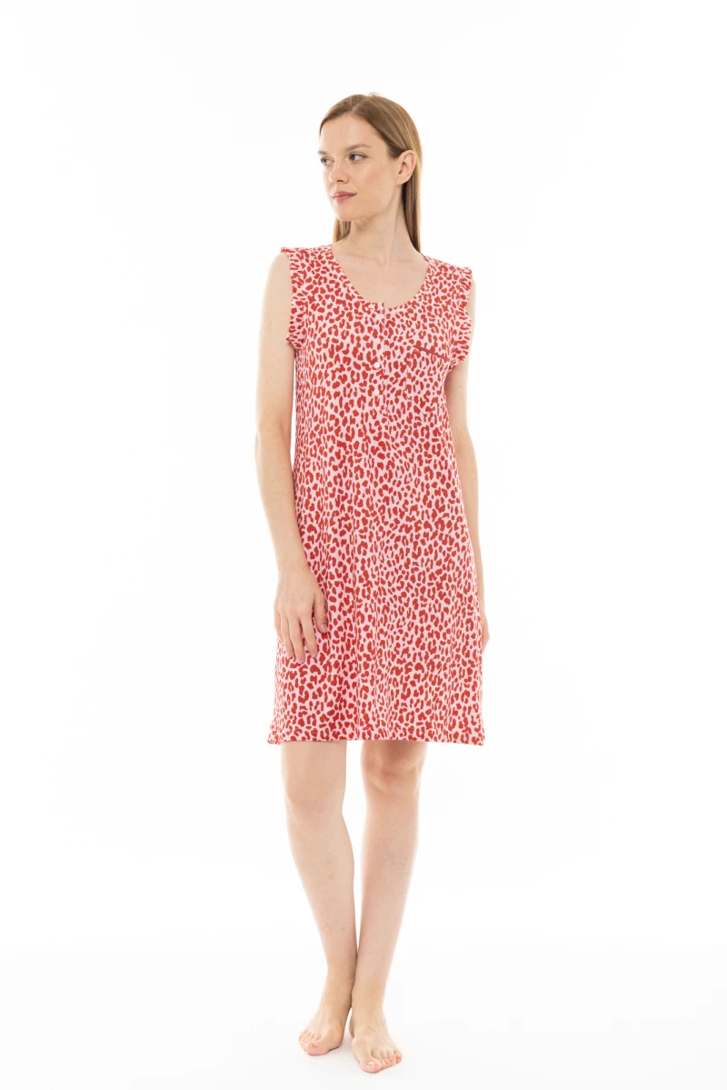 Γυναικείο Νυχτικό Pink Label - Leopar Print - Αμάνικο - Viscose
