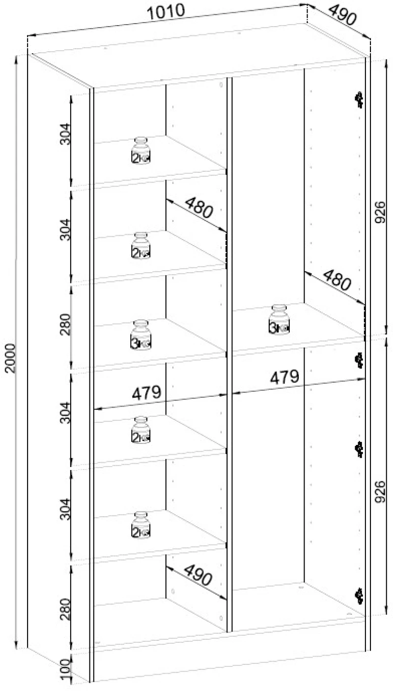 Ντουλάπα Sandbox Flutes Μπεζ 101x200x51cm