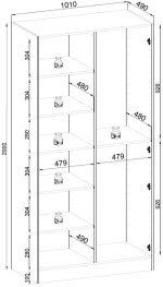 Ντουλάπα Sandbox Flutes Μπεζ 101x200x51cm