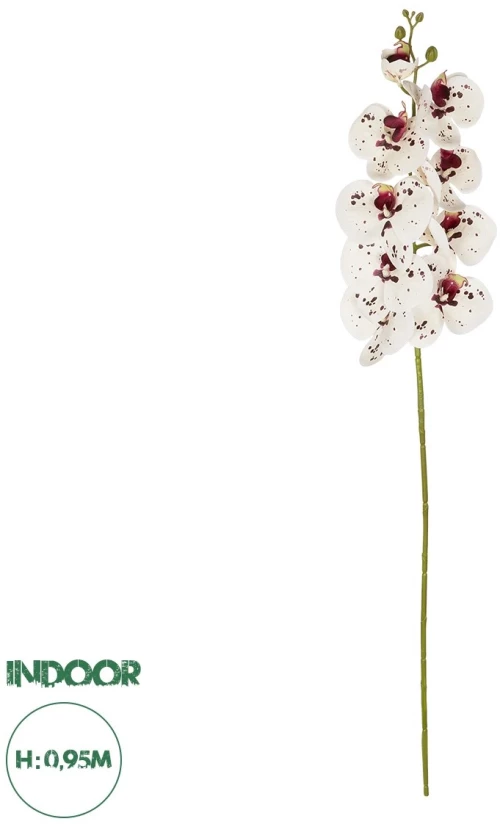 GloboStar® Artificial Garden WHITE ORCHID BRANCH 21406 Τεχνητό Διακοσμητικό Κλαδί Λευκή Ορχιδέα Y95cm