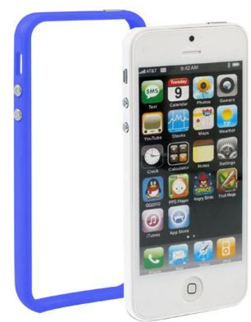Για iPhone 5 & 5s Πλαστικό πλαίσιο προφυλακτήρα με κουμπιά (μπλε)