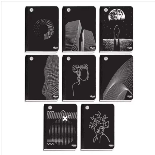 Skag Τετράδιο Ριγέ 17x25 Λινόδετο 3Θεμ 70gr Black & White No 9283