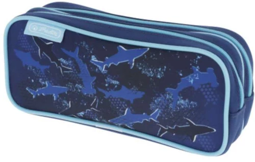 Herlitz Κασετίνα Διπλή Φερμουάρ Blue Shark 21x6,5x9cm