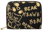 Henney Bear London Πορτοφόλι με Φερμουάρ Gold Time Mαύρο