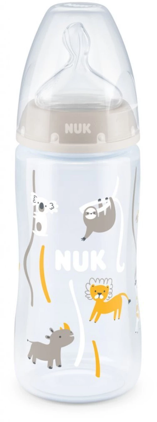 NUK First Choice Plus Temperature Control, Μπιμπερό Πολυπροπυλενίου Flow Control Κατά Των Κολικών Με Θηλή Σιλικόνης Για 6-18 Μηνών 300ml 10.741.088 - Γκρι