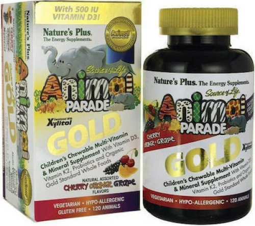 NATURES PLUS Animal Parade Gold Assorted  Παιδικές Μασώμενες  Πολυβιταμίνες Mε Γεύσεις Φρούτων 60 Ζελεδάκια