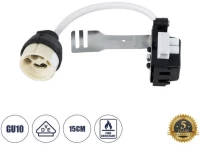 LAMPHOLDER 78950 Ντουί GU10 Πορσελάνης με 15cm VDE Καλώδιο-Anti-Fire Protection High Resistance Tube & Κυτίο Συνδεσ Globostar 78950