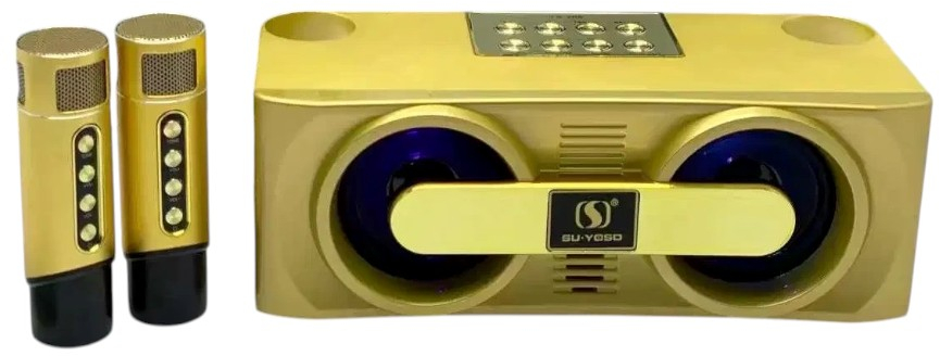 Ασύρματο ηχείο Bluetooth με 2 μικρόφωνα Karaoke - YS-205 - 887226 - Gold 887226_go