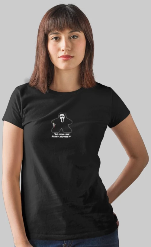 Ghostface Meeple W T-Shirt - BLACK