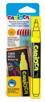 Carioca Μαρκαδόρος Υγρής Κιμωλίας Κίτρινο Φωσφοριζέ