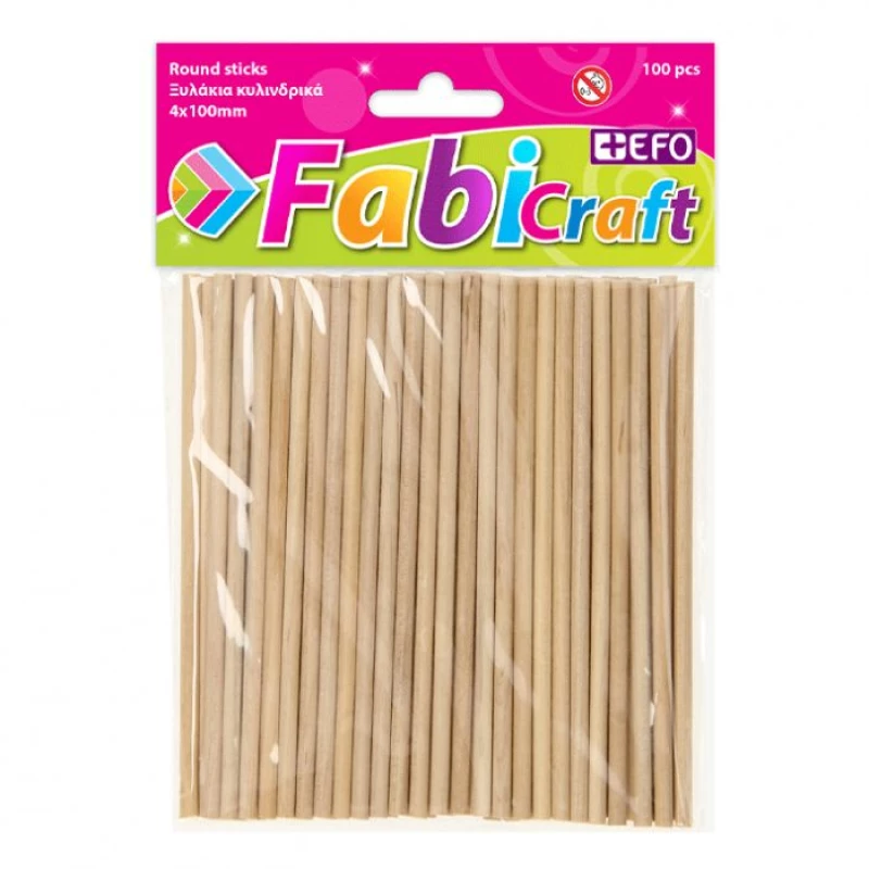Fabi Ξυλάκια Κυλινδρικά 4x100mm 100τεμ Φυσικό