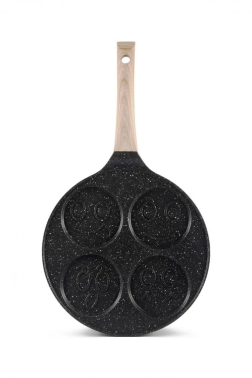 Edenberg, Tηγάνι 27cm για Kρέπες και Pancake 4 θέσεων με 3πλη Μαρμάρινη επίστρωση, από χυτοπρεσαριστό αλουμίνιο, Smile  Face  , EB-7615