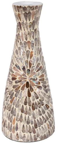 ΕΠΙΤΡΑΠΕΖΙΟ ΒΑΖΟ BAMBOO-ΚΟΧΥΛΙ TEAR DROP Fylliana FL03 ΜΠΕΖ-ΚΑΦΕ-ΛΕΥΚΟ ΧΡΩΜΑ 18x43εκ