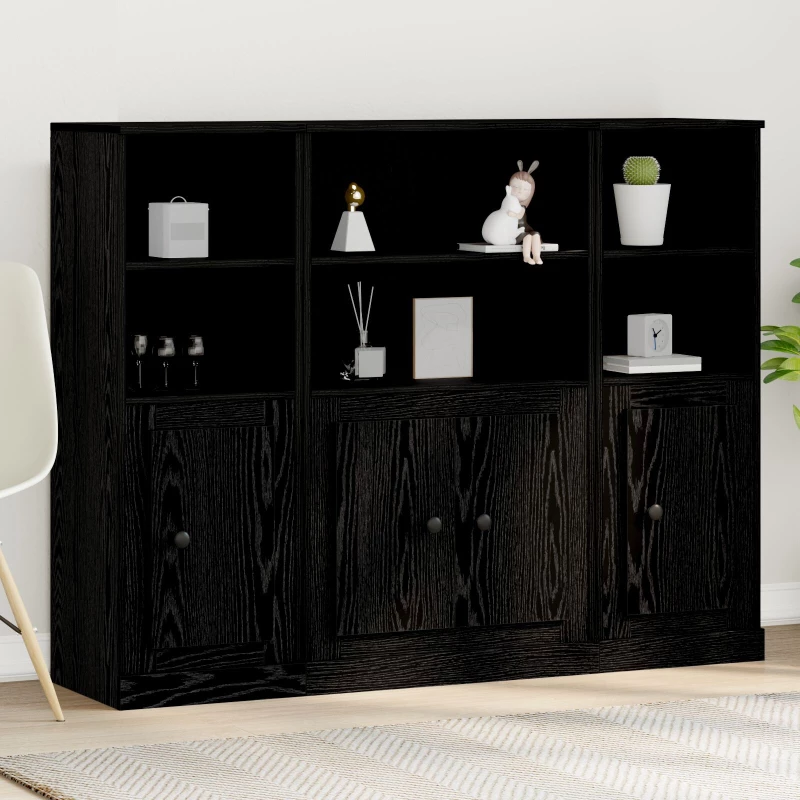 vidaXL Υψηλός ντουλάπι Μαύρη Δρυς 132x35,5x103,5 εκ Επεξεργασμένο Ξύλο