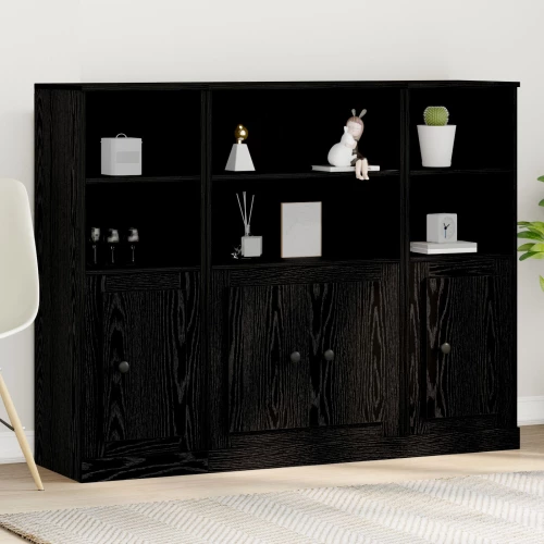 vidaXL Υψηλός ντουλάπι Μαύρη Δρυς 132x35,5x103,5 εκ Επεξεργασμένο Ξύλο