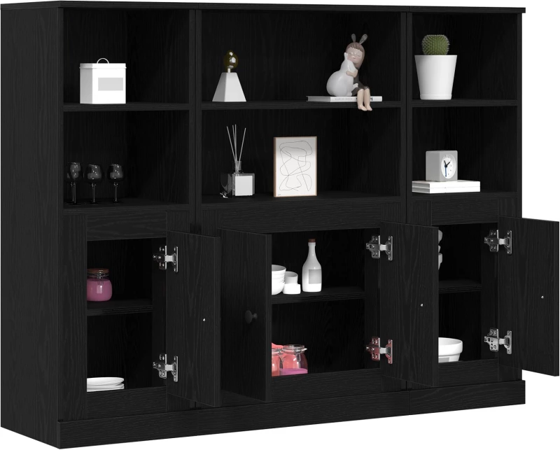 vidaXL Υψηλός ντουλάπι Μαύρη Δρυς 132x35,5x103,5 εκ Επεξεργασμένο Ξύλο