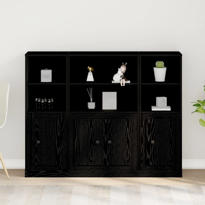 vidaXL Υψηλός ντουλάπι Μαύρη Δρυς 132x35,5x103,5 εκ Επεξεργασμένο Ξύλο