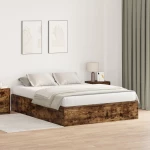 Κρεβάτι αποθήκευσης vidaXL Καπνιστού Δρυός 150x200 εκ