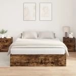 Κρεβάτι αποθήκευσης vidaXL Καπνιστού Δρυός 150x200 εκ