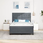 vidaXL Κρεβάτι Box Spring με Στρώμα Σκούρο Γκρι 140x200 εκ Βελούδο