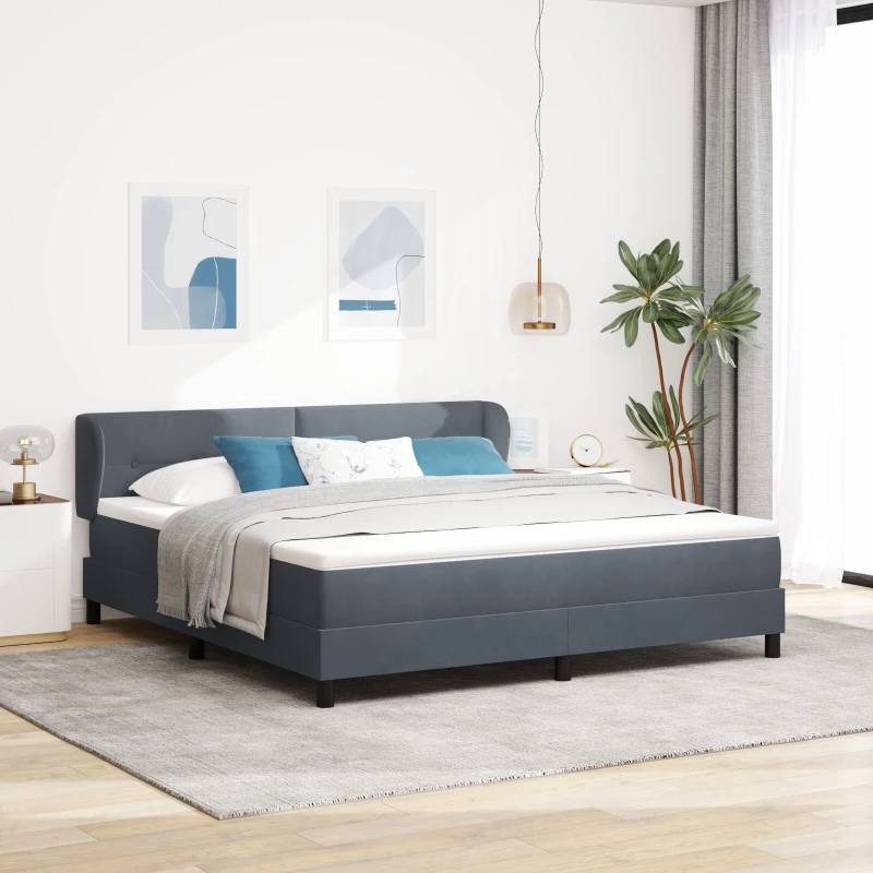 vidaXL Κρεβάτι Box Spring με Στρώμα Σκούρο Γκρι 180x200 εκ. Βελούδο