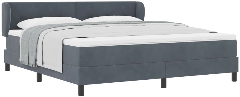vidaXL Κρεβάτι Box Spring με Στρώμα Σκούρο Γκρι 180x200 εκ. Βελούδο