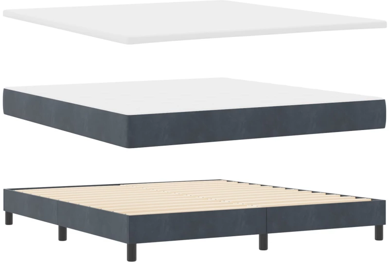 vidaXL Κρεβάτι Box Spring με Στρώμα Σκούρο Γκρι 180x200 εκ. Βελούδο