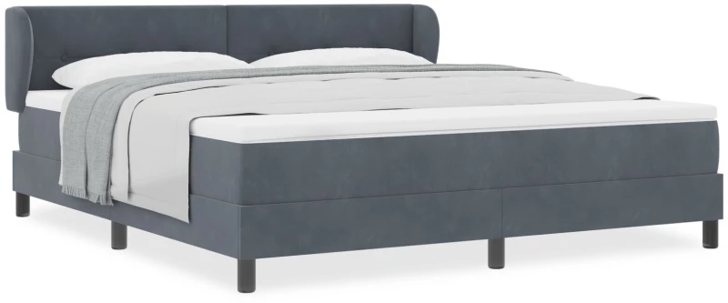 vidaXL Κρεβάτι Box Spring με Στρώμα Σκούρο Γκρι 180x200 εκ. Βελούδο