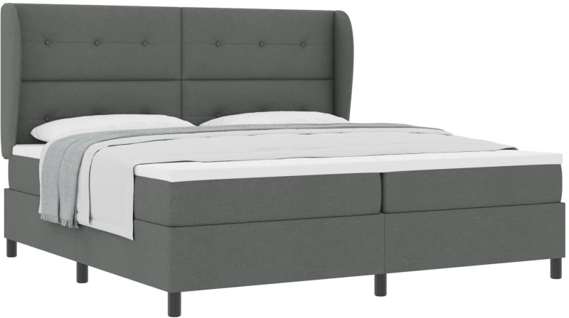vidaXL Κρεβάτι Box Spring με Στρώμα σε Σκούρο Γκρι, 200x200 εκ. Ύφασμα