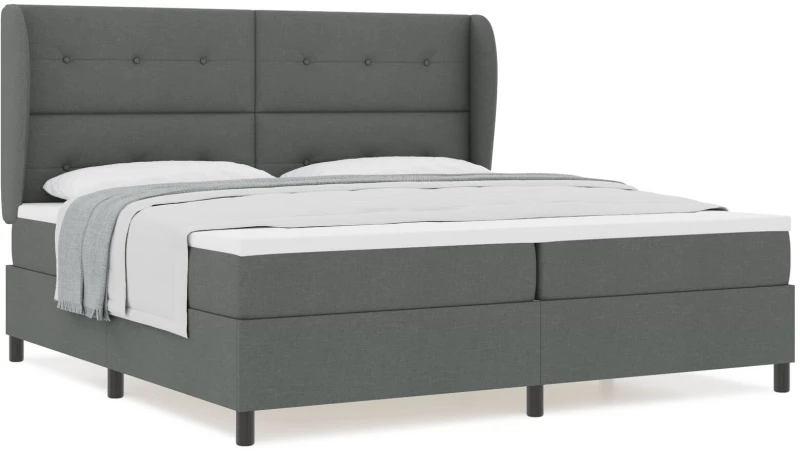 vidaXL Κρεβάτι Box Spring με Στρώμα σε Σκούρο Γκρι, 200x200 εκ. Ύφασμα