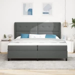 vidaXL Κρεβάτι Box Spring με Στρώμα σε Σκούρο Γκρι, 200x200 εκ. Ύφασμα