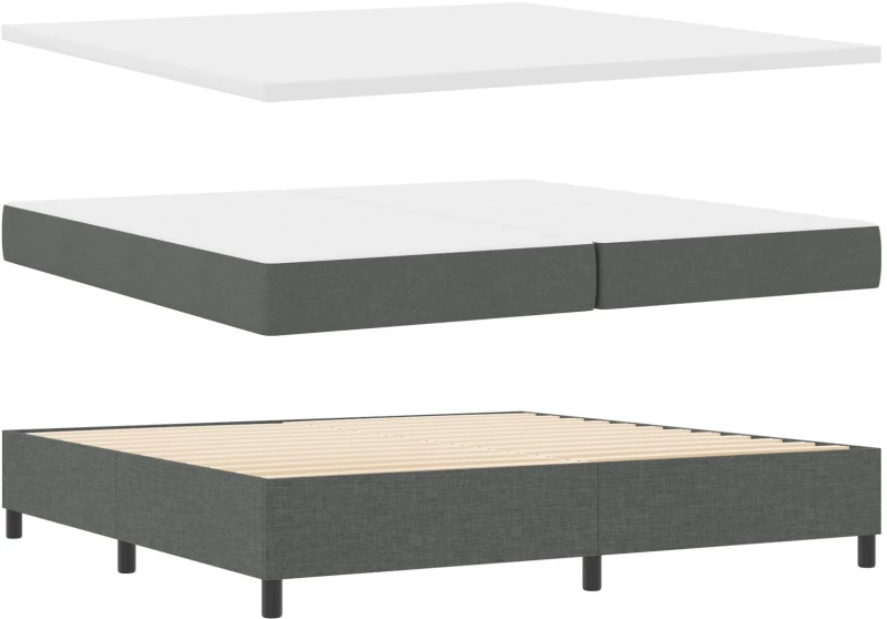 vidaXL Κρεβάτι Box Spring με Στρώμα σε Σκούρο Γκρι, 200x200 εκ. Ύφασμα