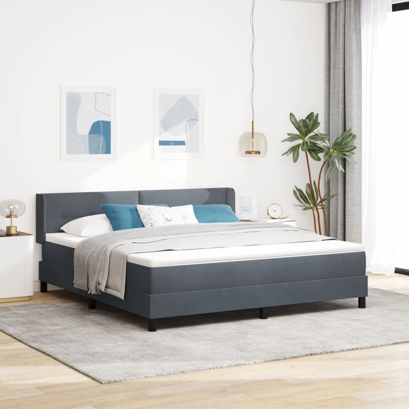 Κρεβάτι Box Spring με Στρώμα vidaXL Γκρι Σκούρο 180x200 εκ. Βελούδο