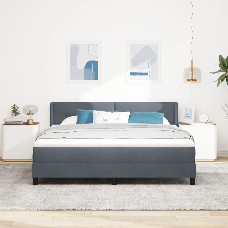Κρεβάτι Box Spring με Στρώμα vidaXL Γκρι Σκούρο 180x200 εκ. Βελούδο
