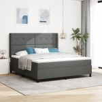 Κρεβάτι Box Spring με Στρώμα vidaXL Σκούρο Γκρι 180x200 εκ ύφασμα