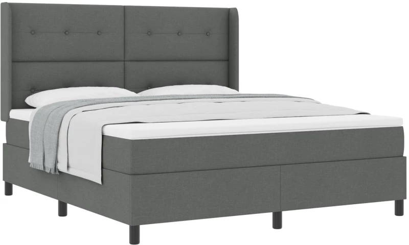 Κρεβάτι Box Spring με Στρώμα vidaXL Σκούρο Γκρι 180x200 εκ ύφασμα