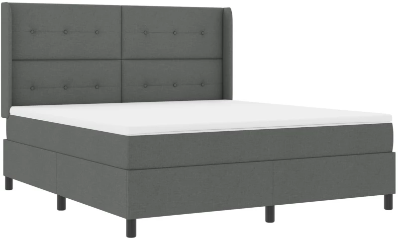 Κρεβάτι Box Spring με Στρώμα vidaXL Σκούρο Γκρι 180x200 εκ ύφασμα