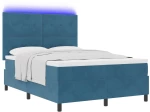 κρεβάτι box spring με στρώμα & LED vitaXL σκούρο μπλε 160x200 εκ βελούδο
